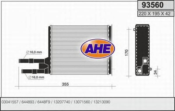 AHE 93560 Теплообменник, отопление салона