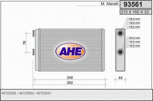 Теплообменник, отопление салона AHE 93561