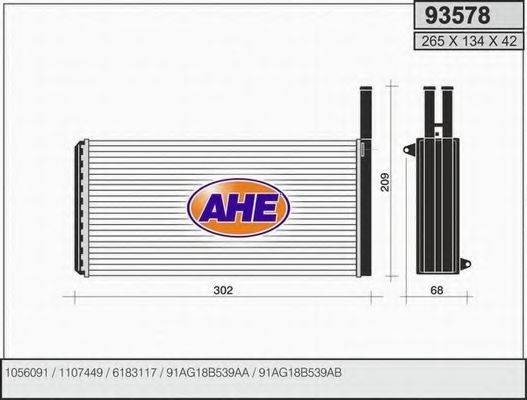 AHE 93578 Теплообменник, отопление салона