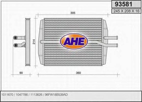Теплообмінник, опалення салону AHE 93581