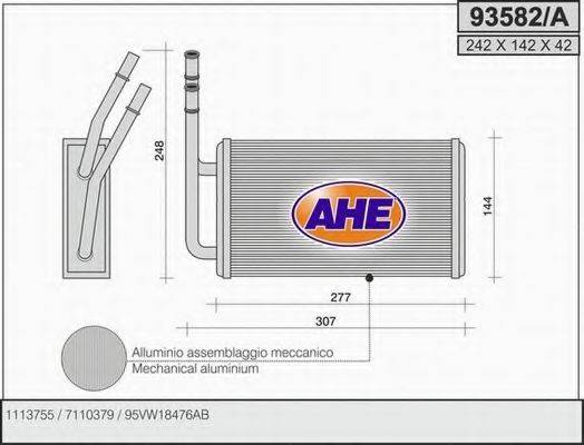 Теплообмінник, опалення салону AHE 93582/A