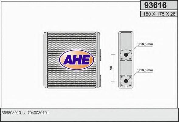 Теплообмінник, опалення салону AHE 93616