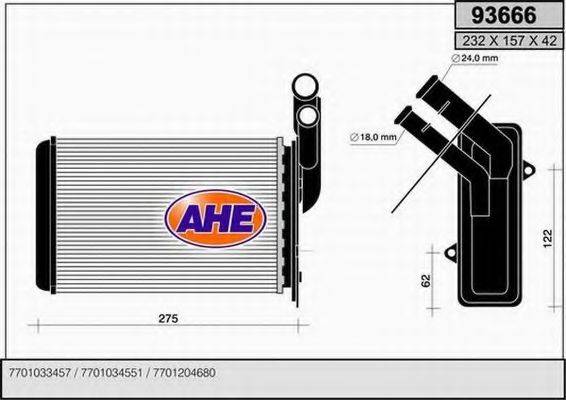 Теплообмінник, опалення салону AHE 93666