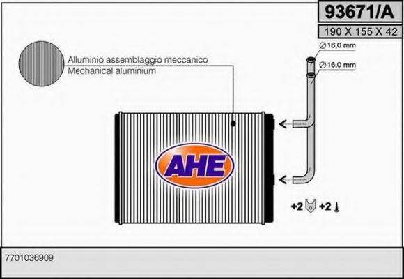 Теплообменник, отопление салона AHE 93671/A
