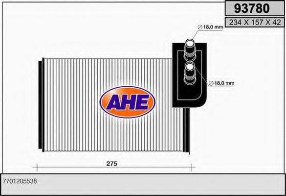 AHE 93780 Теплообменник, отопление салона