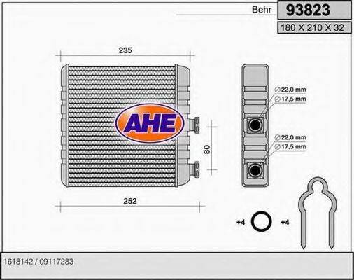 Теплообмінник, опалення салону AHE 93823