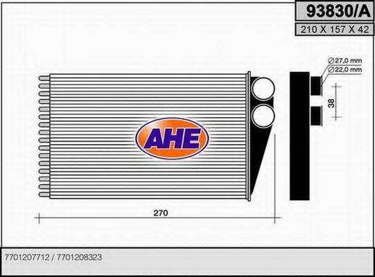AHE 93830A Теплообменник, отопление салона