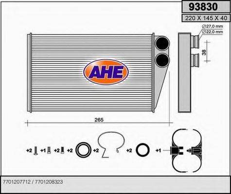 AHE 93830 Теплообмінник, опалення салону