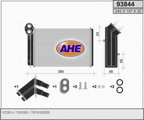 AHE 93844 Теплообменник, отопление салона