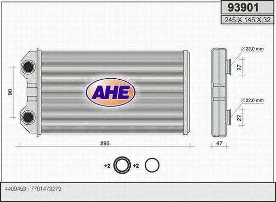 Теплообмінник, опалення салону AHE 93901