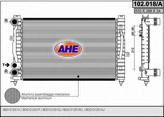 Радіатор, охолодження двигуна AHE 102.018/A