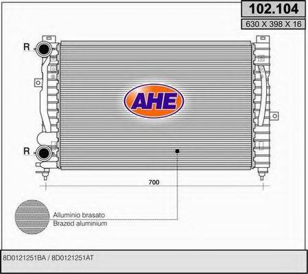 AHE 102104 Радиатор, охлаждение двигателя