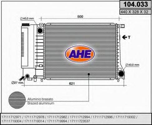 AHE 104033 Радиатор, охлаждение двигателя