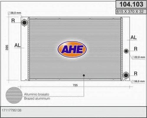 AHE 104103 Радиатор, охлаждение двигателя