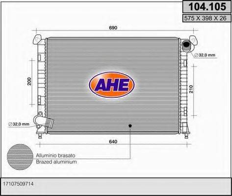 AHE 104105 Радиатор, охлаждение двигателя
