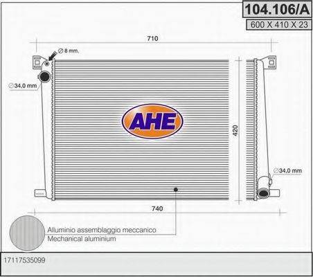 AHE 104106A Радиатор, охлаждение двигателя