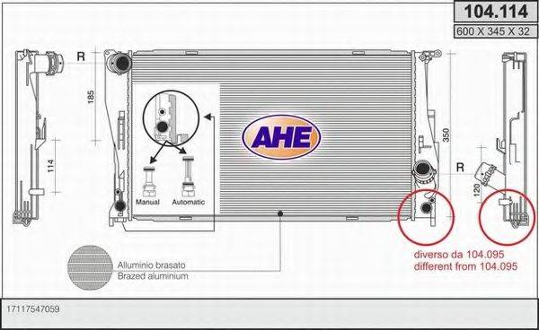 AHE 104114 Радиатор, охлаждение двигателя