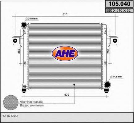 AHE 105040 Радиатор, охлаждение двигателя