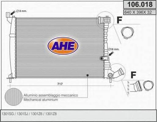 Радиатор, охлаждение двигателя AHE 106.018
