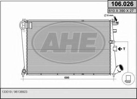 Радиатор, охлаждение двигателя AHE 106.026