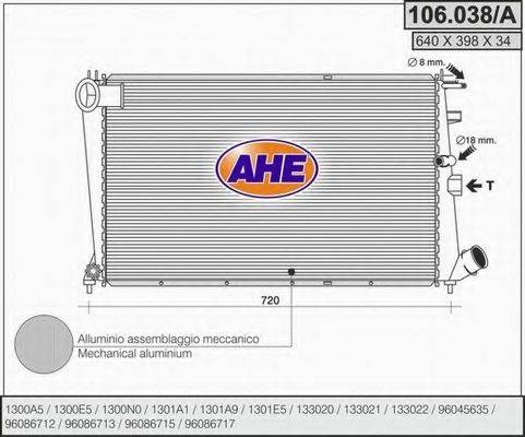 AHE 106038A Радиатор, охлаждение двигателя