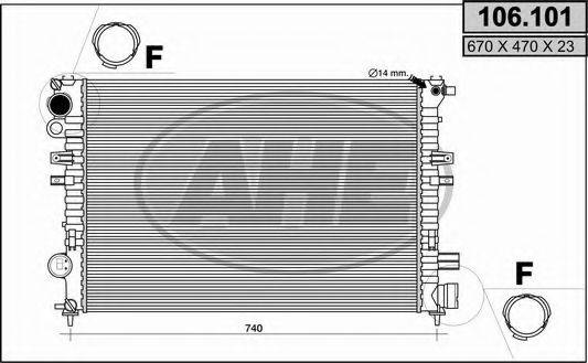 AHE 106101 Радиатор, охлаждение двигателя