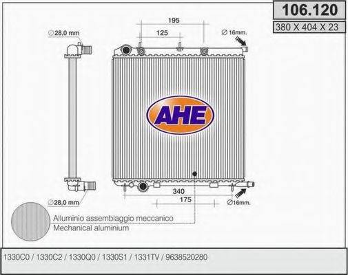 AHE 106120 Радіатор, охолодження двигуна