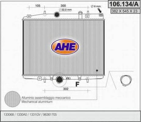 AHE 106134A Радиатор, охлаждение двигателя