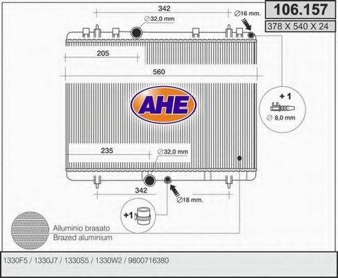 AHE 106157 Радиатор, охлаждение двигателя