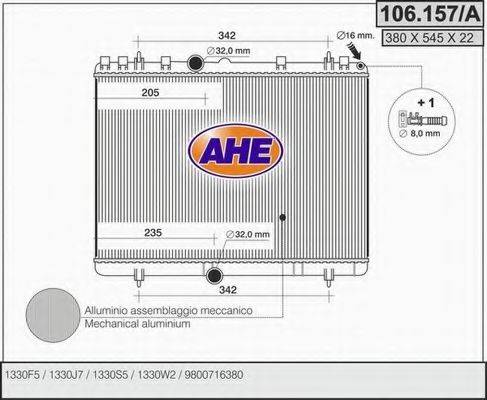 Радіатор, охолодження двигуна AHE 106.157/A