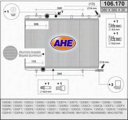 AHE 106170 Радиатор, охлаждение двигателя