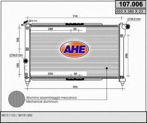 AHE 107006 Радиатор, охлаждение двигателя