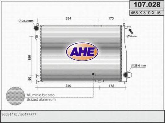 AHE 107028 Радиатор, охлаждение двигателя