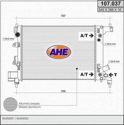 AHE 107037 Радиатор, охлаждение двигателя