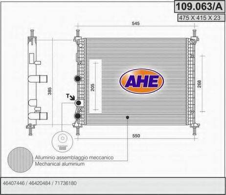 Радиатор, охлаждение двигателя AHE 109.063/A