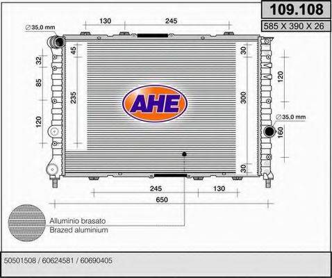 AHE 109108 Радиатор, охлаждение двигателя