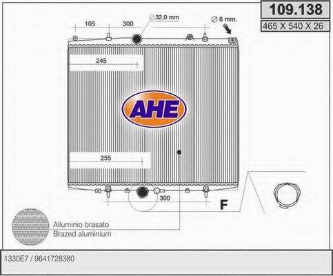 AHE 109138 Радиатор, охлаждение двигателя