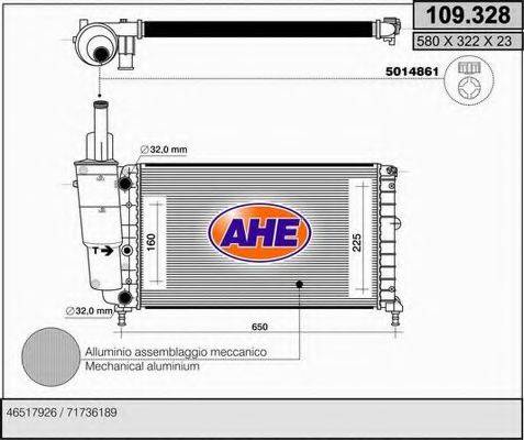 AHE 109328 Радіатор, охолодження двигуна