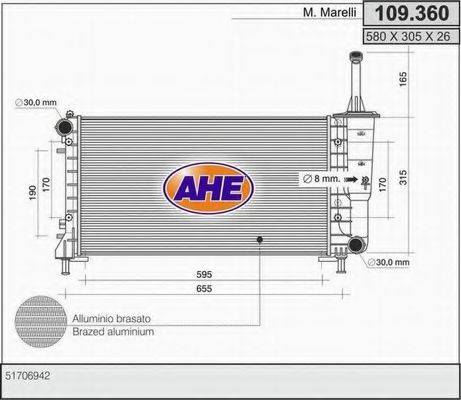 Радиатор, охлаждение двигателя AHE 109.360
