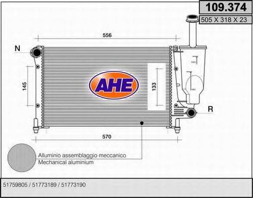 Радіатор, охолодження двигуна AHE 109.374