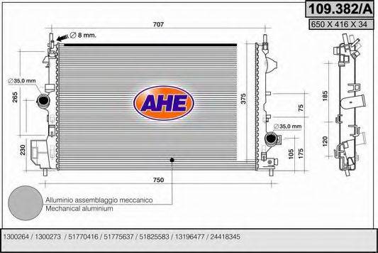 Радиатор, охлаждение двигателя AHE 109.382/A