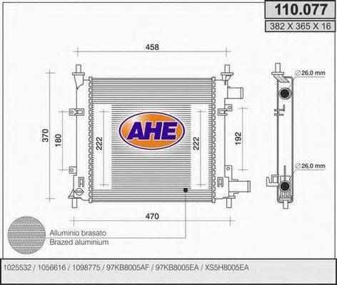 AHE 110077 Радіатор, охолодження двигуна