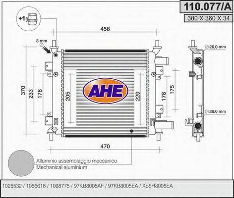 AHE 110077A Радиатор, охлаждение двигателя