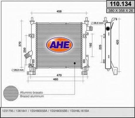 AHE 110134 Радіатор, охолодження двигуна