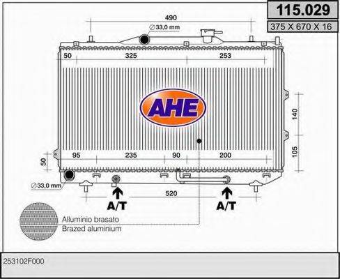 AHE 115029 Радиатор, охлаждение двигателя