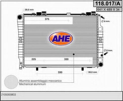 Радиатор, охлаждение двигателя AHE 118.017/A
