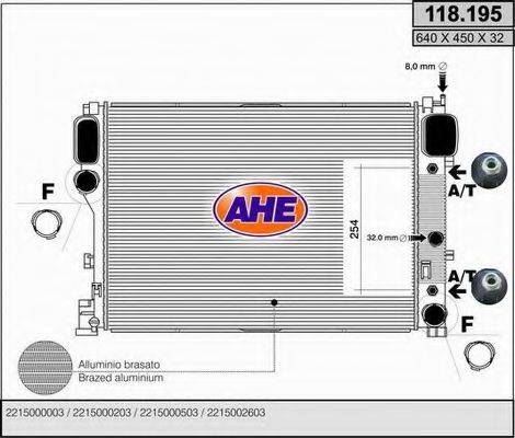 AHE 118195 Радиатор, охлаждение двигателя