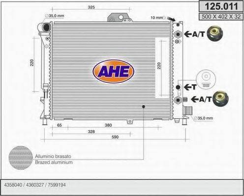 AHE 125011 Радиатор, охлаждение двигателя