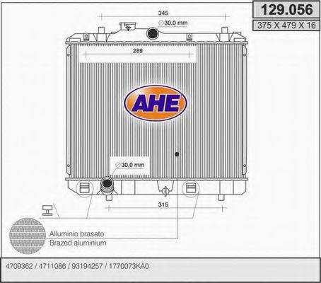 AHE 129056 Радиатор, охлаждение двигателя