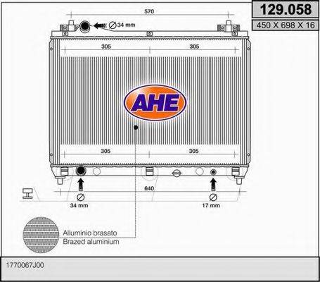 Радиатор, охлаждение двигателя AHE 129.058